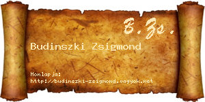 Budinszki Zsigmond névjegykártya